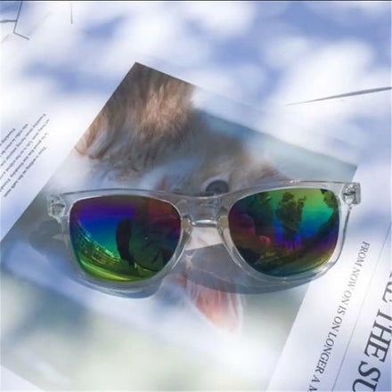 Fashion Retro Classic Square Sunglasses Clear Transparent Frame Mirrored Lenses Women Men