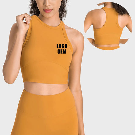 Wholesale Built in Bra Sports Racer Back Crop Top Women Outdoor Activewear Walking Gym Fitness High Support Shockproof Yoga Bra