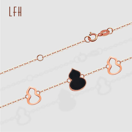 Fine Jewelry Gourd Pendant 18k Real Gold Bracelet Plated Cubic Zirconia Solid Rose Gold Trendy Fashion Chain & Link Bracelets