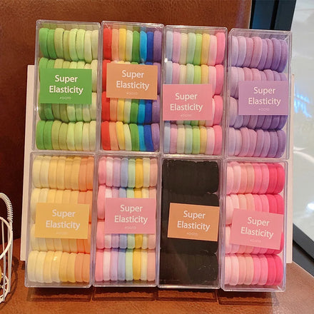 Wholesale 32 PCS Macaron Hair Ring Rainbow-Colored High Stretch 13cm Fabric Hair Bands for Girls Boxed Suit
