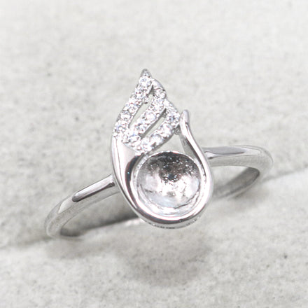 Sterling Silver 6-8mm Semi Mount Ring Empty Support Blank Setting S925 Mountain Without Main Stone Base Pearl Bead for Inlay DIY