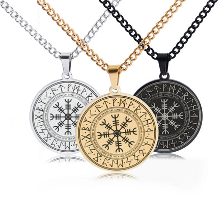 Nordic Vikings Runes Mjolnir Pendant Necklace Stainless Steel Nordicart Mjolnir Scandinavian Viking Runes Jewelry for Men