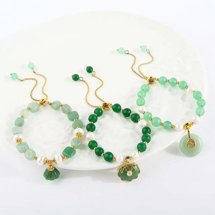 2023 Trendy Jade New Jade Charm Beads Gold Adjustable for Women