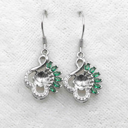 Semi Mount Earrings 5mm-8mm bar Set Empty Support Setting Sterling Silver S925 Base Holder for Pearl Round Beads Inlay for DIY