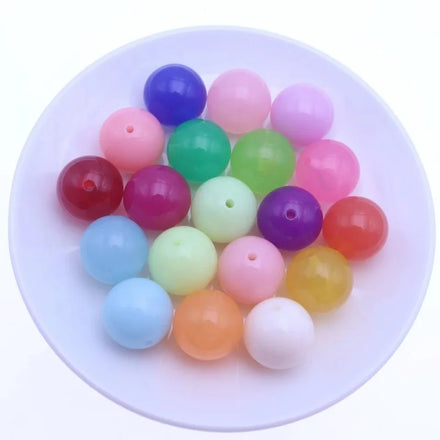 20MM Gumball Chunky Mixed Color Round Fashion Solid Acrylic Jelly Beads 8MM 10MM 12MM 14MM 16MM 18MM 22MM 25MM 30MM