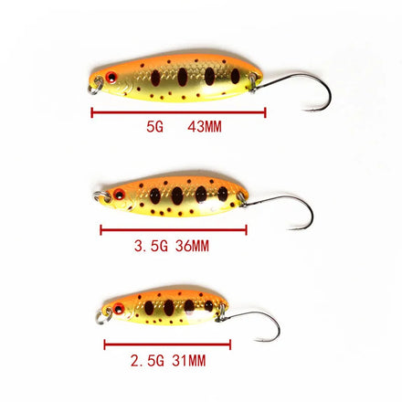 Casting Spoon With Single Hook 3.5g 1/8oz Salmon Trout Pike Bass Fishing Lures Crappie Fish Bait