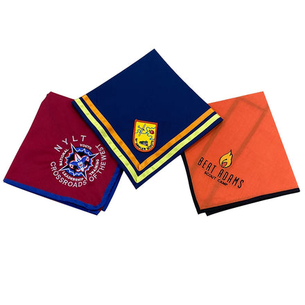 Manufacturer Custom Four Seasons Fashion Dark Color Embroidery logo Sew on Border Boy Scout Neckerchief