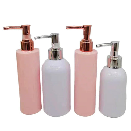 250ml 350ml Round Shoulder Bottle Rose Gold Pressed Shampoo Lotion Pump Cosmetic Bottle
