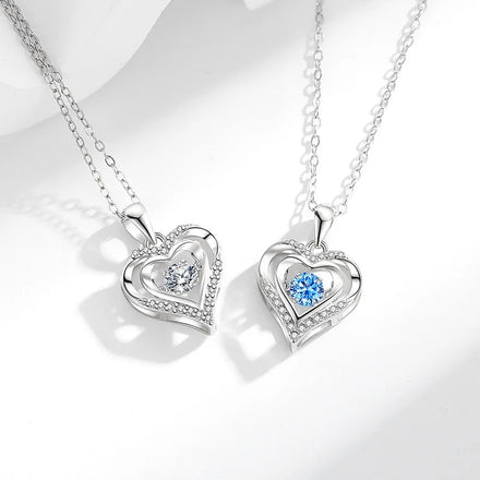 Dainty 925 Sterling Silver Double Heart Pendant Necklace for Women Jewelry Valentine Day Gifts