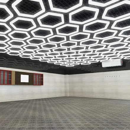 Daylight White Car Detailing LED Hexagon Lights for Garage Wall Ceiling Tube Linkable LED Garage Lights for Working Lighting