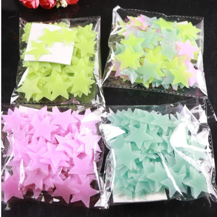 100pc/bag Kids Room Decoration 3d Luminous Glowing Stars Wall Sticker
