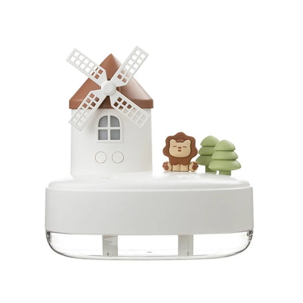New Creative Christmas Gift Windmill Music Box Humidifier 2000mAh Wireless Portable Ultrasonic Double Nozzle USB Air Humidifier