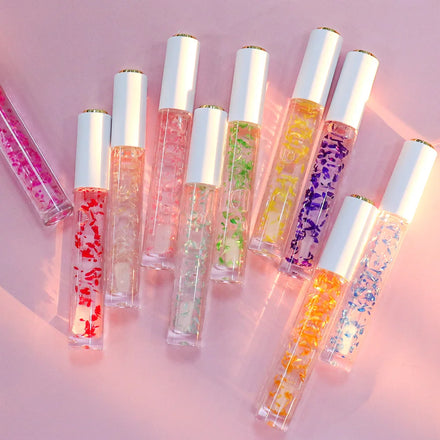Glossy Multi Scents Private Label Cosmetics Plumping Moisturizing Fruit Burst Clear Liquid Lip Care Gloss Kit Long Lasting