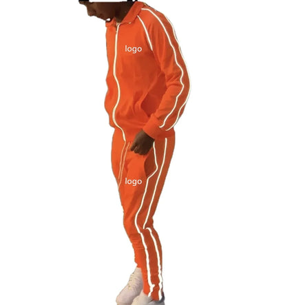 KY Men's Reflective Fashion Tracksuit Long Sleeve Zip up Street Style Jacket With Elastic Waistband for Gym Autumn