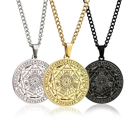 Archangel Pendant 7 Archangels Pendant Seal of Solomon Stainless Steel Pendant Tetragrammaton Angels Sigil Necklace for Men