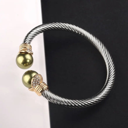 New Fashion Stainless Steel Personality C Shape Design Hawaiian Shell Pearl s Women Jewelry