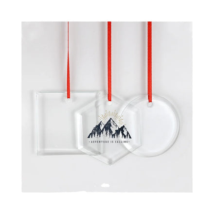 New Crystal Frosted Glass Christmas Pendant Ornament Sublimation Blanks Print Shape for Hanging Xmas Tree & Decorations