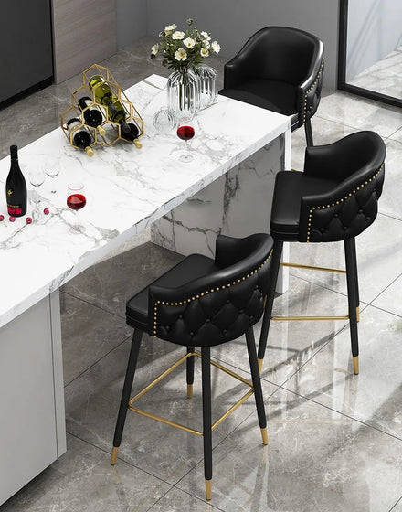 Modern Scandinavian Design Home Bar Furniture Cheap Black and White High Metal Stool for Hotel Kitchen Dining Leisure
