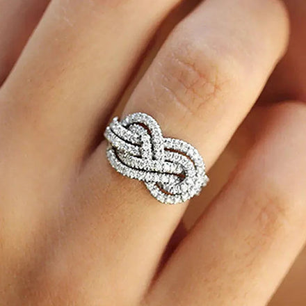 CAOSHI 2026 New Twist Design Sparkle Silver Plated Brass Rings Women Micro Pave Cubic Zircon Diamond Ring