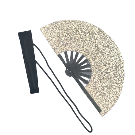 Promotional 13 Inch/11 Inch Hand Fan Holster Strap Leatherette Holsters Holographic Iridescence Bag Flash Large Folding Hand Fan