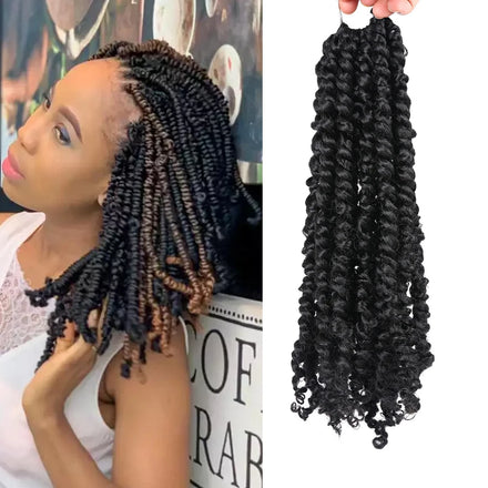 AliLeader 12 Inch Ombre High Temperature Pre Twisted Spring Twist Hair Pre-looped Synthetic Crochet Braid Nubian Twist Hair