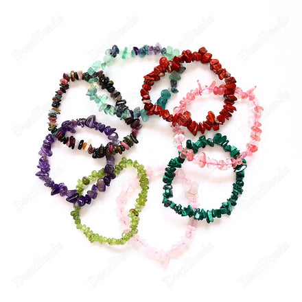 Wholesale Cheap Gemstone Chip Bracelets Aventurine Lapis Lazuli Aquamaline Tourmaline Labradorite Strawberry Loose Gemstone