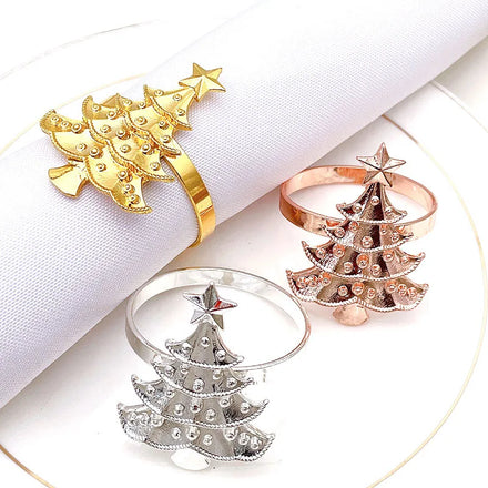 Ychon Alloy Modern Napkin Rings for Christmas and Wedding Table Settings-Customizable Napkin Holders