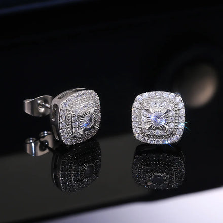 Rhinestone Crystal Fashion Women Jewelry Halo Square Cluster Stud Earrings Destiny Jewellery