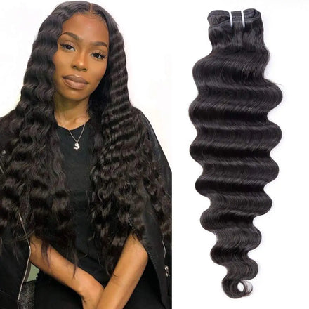 Uniky 38 40 Long Inch Loose Deep Wave Bundles with Closure& Bundles With Frontal Remy Brazilian Hair Weave Bundles With Closure