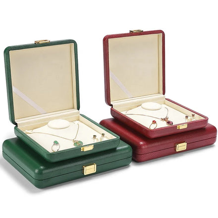 DIGU Custom Square Shape Flip Top Closure Modern Style Jewelry Packaging Box PU Leather+Microfiber Ring Necklace Jewelry Boxes