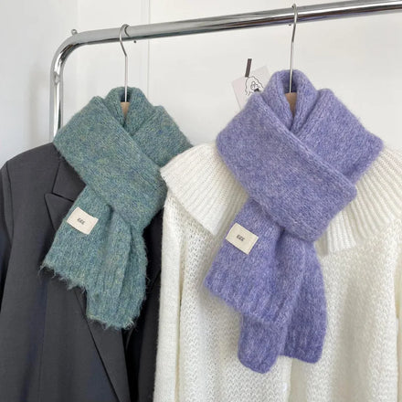 Custom logo All Match Couple Scarf Unisex Fall Winter Solid Color Scarf Soft Knitted Warm Scarves