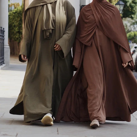 New Designs 2023 Hijab Dresses Open Abaya With Inner Dress Turkey Dubai Solid Two Piece Set Muslim Clothes for Islamic Women