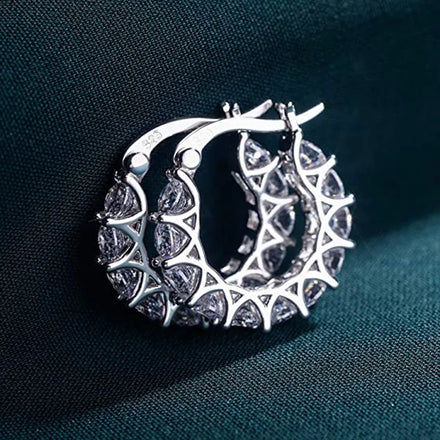 Hot Sale Exquisite Fully Inlaid Zircon Lace U-shaped Hypoallergenic Hoop Earrings for Anniversary Wedding Gift