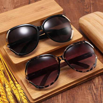 CONCHEN New Trendy Luxury 2023 Glasses Luxury Oversize Sunglasses Vintage Big Frame Sun Round Shade Wooden Sunglasses for Women