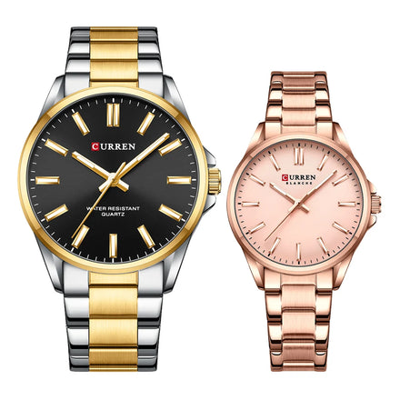 OEM Accept curren Hot Selling Men's Ladies Stainless Steel Quartz Watch Waterproof Couple Watch Relojes Para Parejas