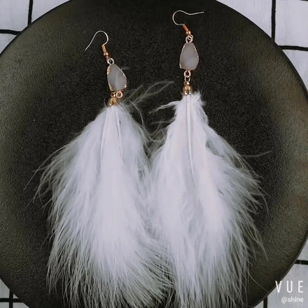 Temperament Feather Plush Earrings Fashionable Exaggerated Earrings for Women