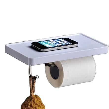 USING S01 Modern White Hotel Use Wall Mounted ABS Plastic & Stainless Steel Toilet Paper Holder with Storage