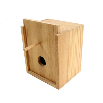 Natural Outdoor Wooden Bird House Multifunction Rectangle Wooden Small Bird House with Slide Lid for Garden