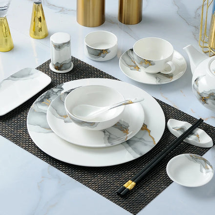2022 New Style White Ceramic Dinner Set Eco-Friendly Factory Wholesale Crockery for Dinner China Dishes for Presents