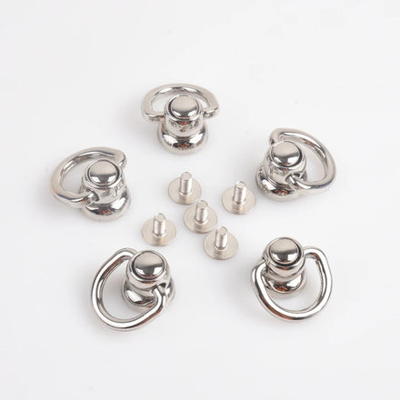 360 Degree Rotatable Metal Handbag Screw Back Nail Button Rivet With Ring