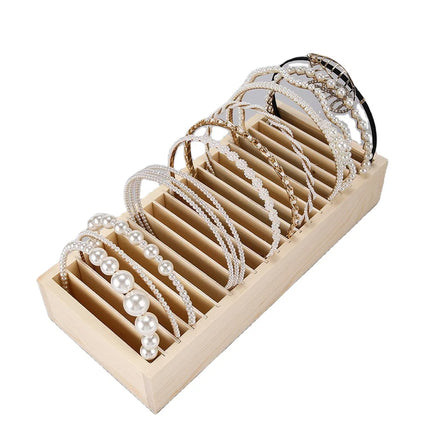Wood 20 Slots Girl Headband Display Bangle Name Card Stand Cards Rack Organizer Holder