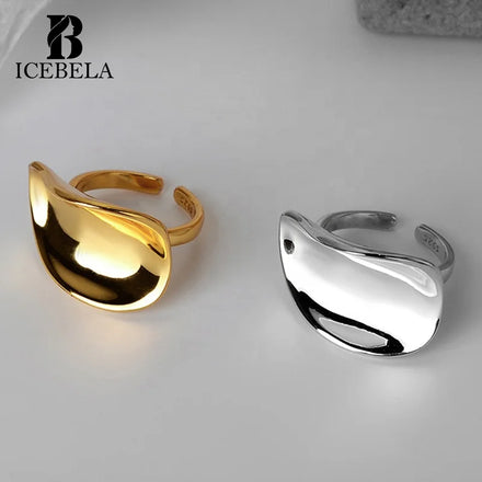 Simple and Exaggerated 925 Sterling Silver Irregular Smooth Ring Female Cool Wind Open Index Finger Ring