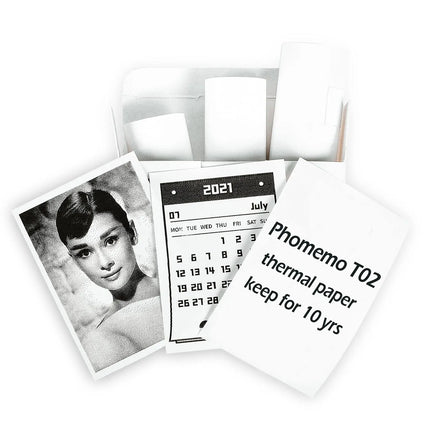 Phomemo T02 Thermal Printer With 50mm*3.5m Non-Sticky Roll Single-Sided Acrylic Adhesive Lasts 10 Years for Masking & Adhesion