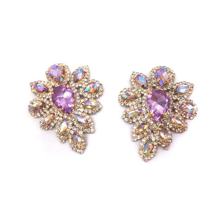 Handmade Small Iridescent Resin Rhinestone Patches Sew-on Drop-Shaped Teardrop Appliques for Decorative Purposes Made with Alloy