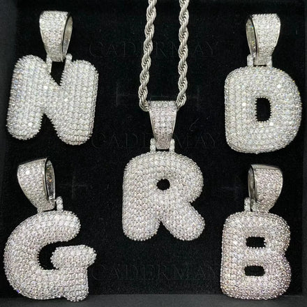 Cadermay S925 Letter a to Z Round Moissanite D VVS Ice Out Hiphop Pendant Pass Diamond Tester Moissanite Pendant Necklace