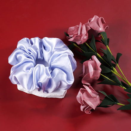 Custom Size 16/19/22 Momme Silk Hair Ties Halogen Blue 6A Grade 100% Mulberry Silk Skinny Scrunchies Custom Hair Scrunchies