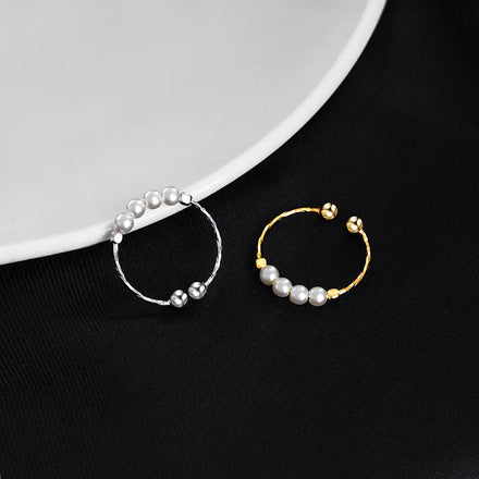 Fashion Jewelry 925 Silver Rings Jewelry Women 925 Sterling Silver Pearl Rings Luxury Christmas Adjustable Ring Jewelry