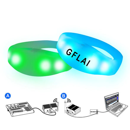 Black Light RGB LED Silicone Bracelet Wireless Operated Glowing in the Dark for Graduation & Ramadan Concerts