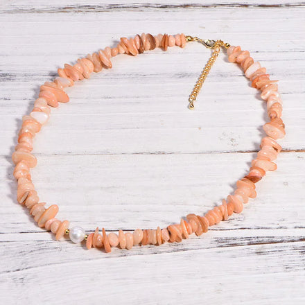 Wholesale Gemstone 8Mm Beads Necklace Irregular Shape Chip Necklace Freshwater Pearl Shell Choker Necklace for Women