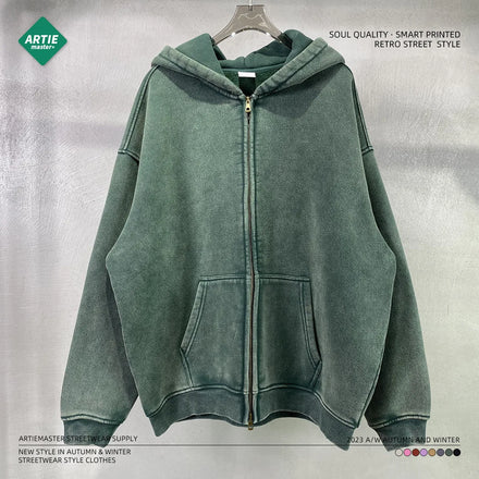 2024 Winter Couple Fashion Artiemaster Destroy Batik Washed Hoodie Heavyweight 360g Long Sleeve Blank Retro Polar Fleece Hoodies